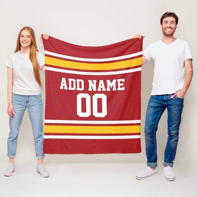 Red and Yellow Sports Jersey Individuelle Name Fleecedecke (Beispiel)