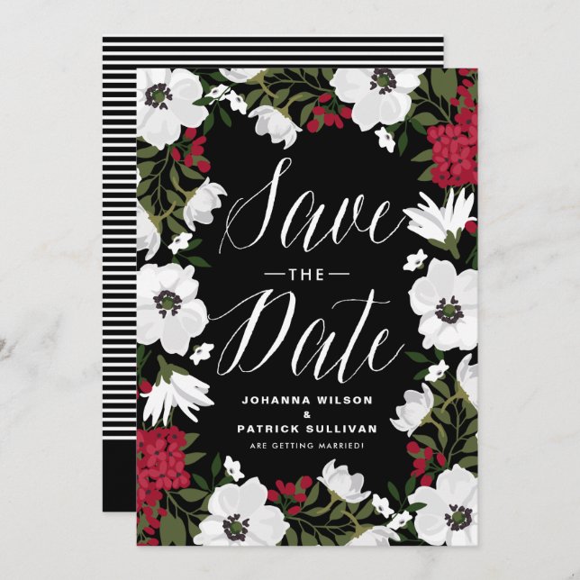 Red Anemone Blooms Ankündigung Datum freihalten (Vorne/Hinten)