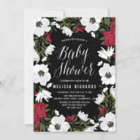 Red Anemone Blooms Baby Shower Einladung