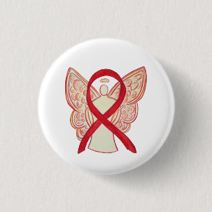 Red Angel Awareness Ribbon Custom Art Buttone Button