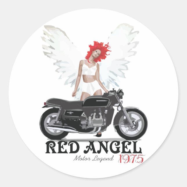 Red Angel Cafe Racer Motor Legend Runder Aufkleber (Vorderseite)