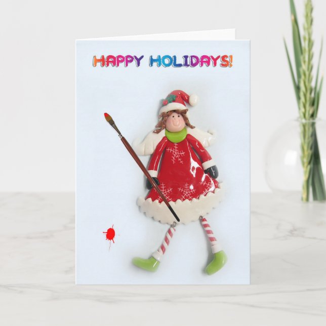 Red Angel Feiertagskarte (Vorderseite)