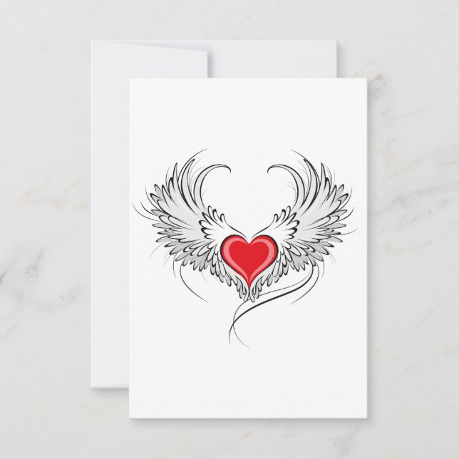 Red Angel Heart mit Flügeln (Vorderseite)