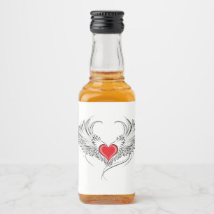 Red Angel Heart mit Flügeln Alkoholflaschenetikett