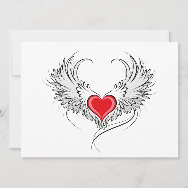 Red Angel Heart mit Flügeln Ankündigung (Vorderseite)