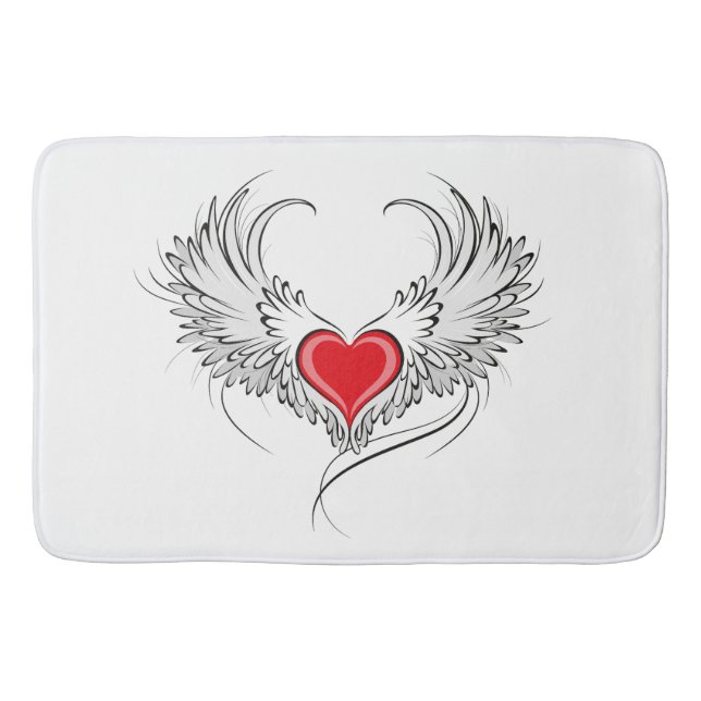 Red Angel Heart mit Flügeln Badematte (Vorderseite)