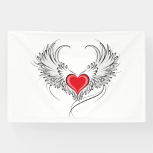 Red Angel Heart mit Flügeln Banner