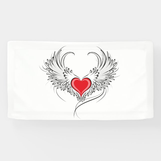 Red Angel Heart mit Flügeln Banner (Horizontal)