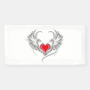 Red Angel Heart mit Flügeln Banner