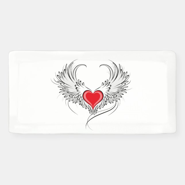 Red Angel Heart mit Flügeln Banner (Horizontal)