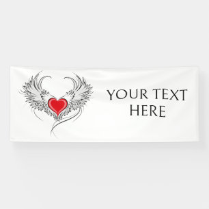 Red Angel Heart mit Flügeln Banner
