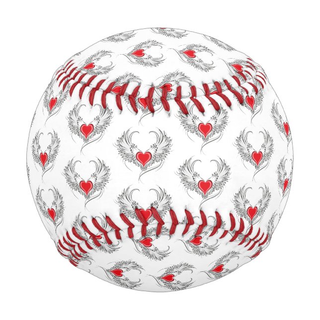 Red Angel Heart mit Flügeln Baseball (Vorderseite)