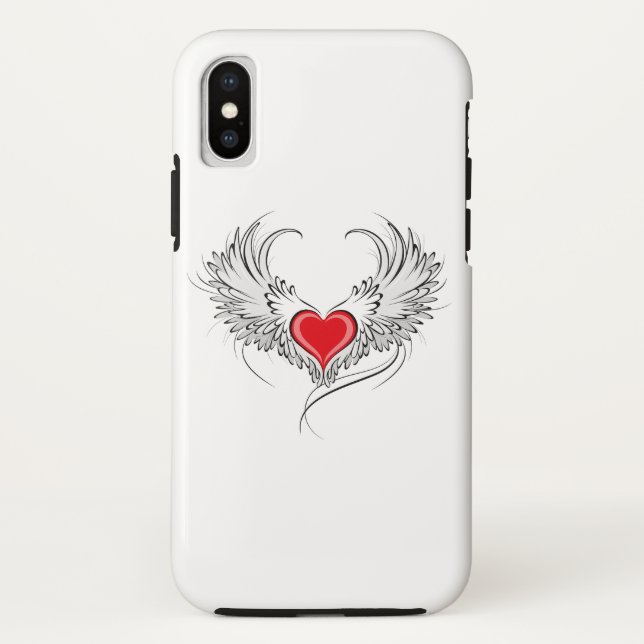 Red Angel Heart mit Flügeln Case-Mate iPhone Hülle (Rückseite)