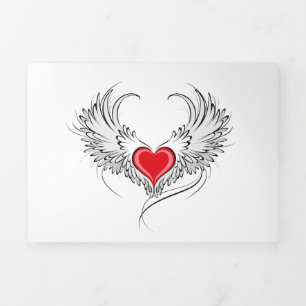 Red Angel Heart mit Flügeln Dreifach Gefaltete Karte