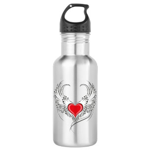 Red Angel Heart mit Flügeln Edelstahlflasche