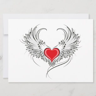 Red Angel Heart mit Flügeln Einladung