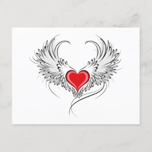Red Angel Heart mit Flügeln Einladungspostkarte