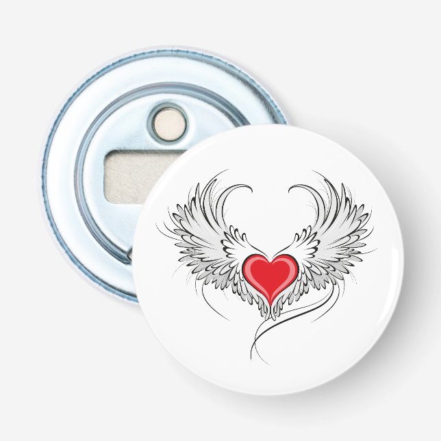 Red Angel Heart mit Flügeln Flaschenöffner (Vorderseite)