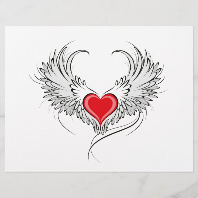 Red Angel Heart mit Flügeln Flyer (Vorne)