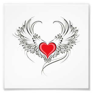 Red Angel Heart mit Flügeln Fotodruck