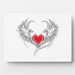 Red Angel Heart mit Flügeln Fotoplatte