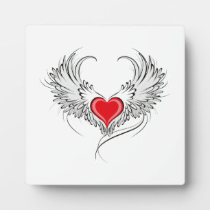 Red Angel Heart mit Flügeln Fotoplatte