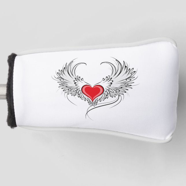 Red Angel Heart mit Flügeln Golf Headcover (Vorderseite)
