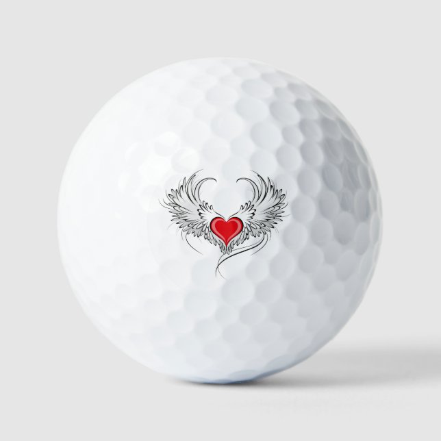 Red Angel Heart mit Flügeln Golfball (Vorderseite)