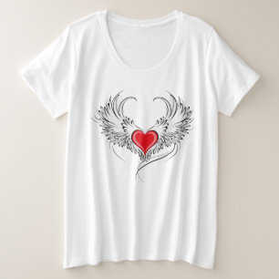 Red Angel Heart mit Flügeln Große Größe T-Shirt