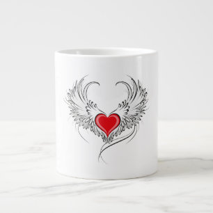 Red Angel Heart mit Flügeln Jumbo-Tasse