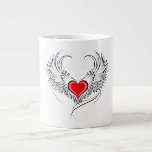 Red Angel Heart mit Flügeln Jumbo-Tasse