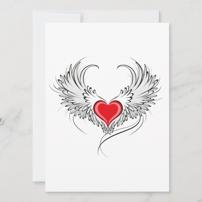 Red Angel Heart mit Flügeln Karte (Vorderseite)