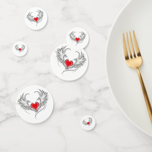 Red Angel Heart mit Flügeln Konfetti (Gruppe)