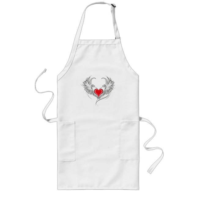 Red Angel Heart mit Flügeln Lange Schürze (Vorne)
