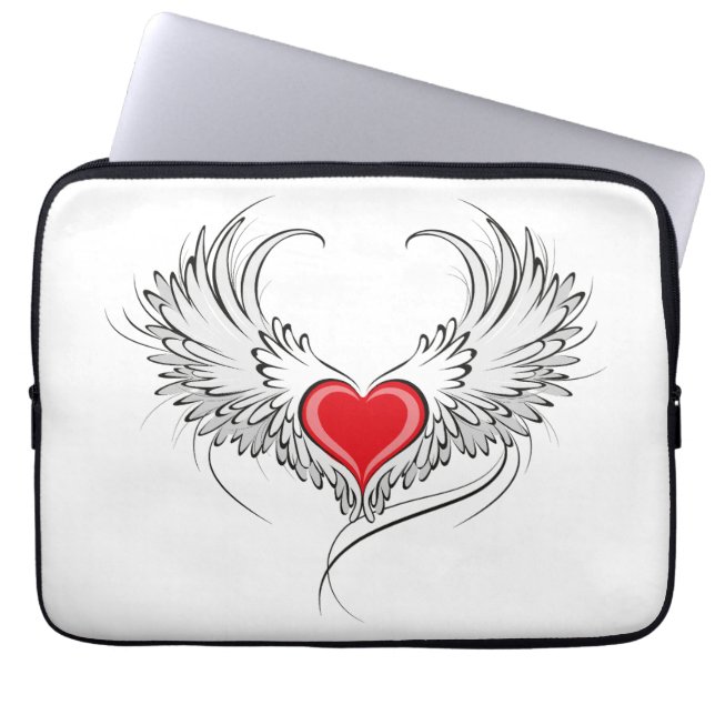 Red Angel Heart mit Flügeln Laptopschutzhülle (Vorderseite)