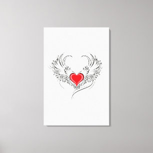 Red Angel Heart mit Flügeln Leinwanddruck