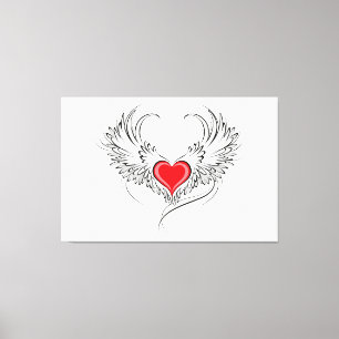 Red Angel Heart mit Flügeln Leinwanddruck
