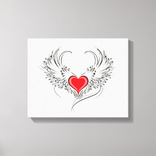 Red Angel Heart mit Flügeln Leinwanddruck