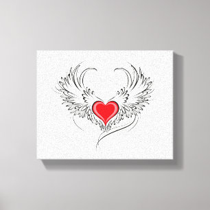 Red Angel Heart mit Flügeln Leinwanddruck