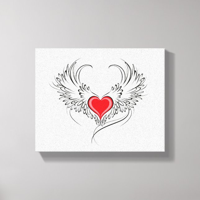 Red Angel Heart mit Flügeln Leinwanddruck (Vorderseite)