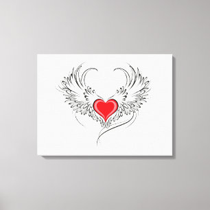Red Angel Heart mit Flügeln Leinwanddruck