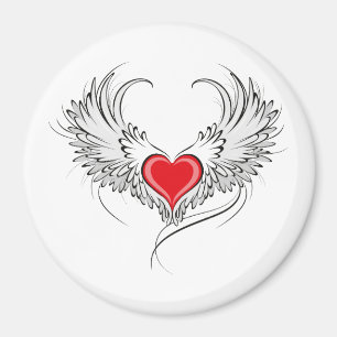 Red Angel Heart mit Flügeln Magnet