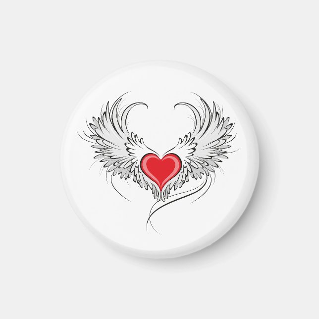 Red Angel Heart mit Flügeln Magnet (Vorne)