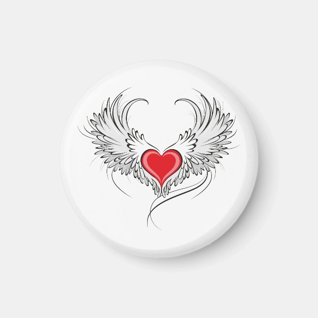 Red Angel Heart mit Flügeln Magnet (Vorne)