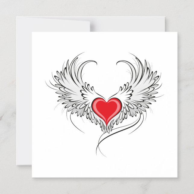Red Angel Heart mit Flügeln Magneteinladung (Vorderseite)