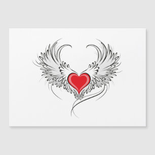Red Angel Heart mit Flügeln Magneteinladung