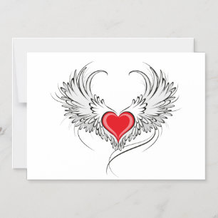 Red Angel Heart mit Flügeln Magneteinladung