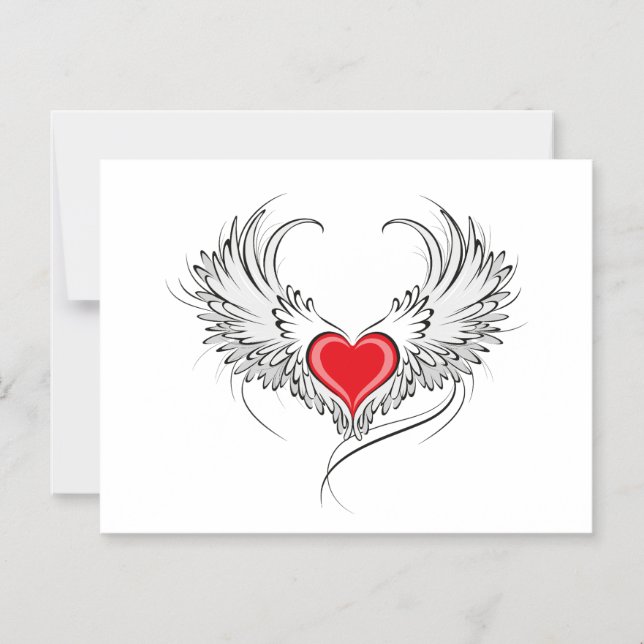 Red Angel Heart mit Flügeln Magneteinladung (Vorderseite)