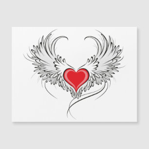 Red Angel Heart mit Flügeln Magneteinladung