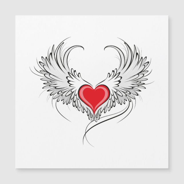 Red Angel Heart mit Flügeln Magnetkarte (Vorderseite)